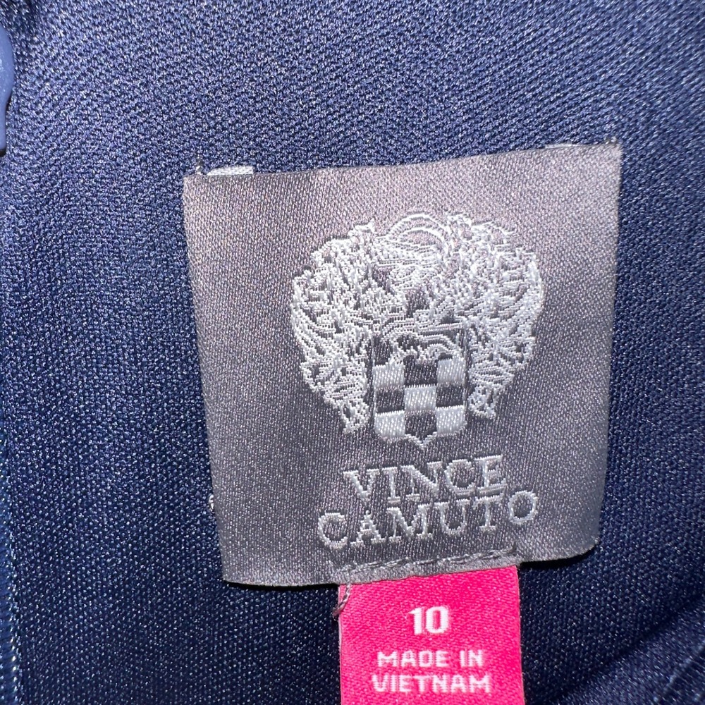Vince Camuto Twist Knot Jersey Dress 10 Navy Blue Lined Ruched Back NWT! - Picture 4 of 13